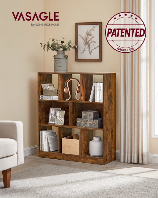 Versatile Bookcase, Freestanding Storage Unit with 8 Open Compartments, Use Horizontally, Vertically, or Upside Down - Ideal