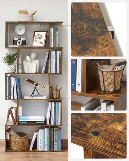 Standing Bookcase, 5-Tier Bookshelf, Decorative Storage Shelving