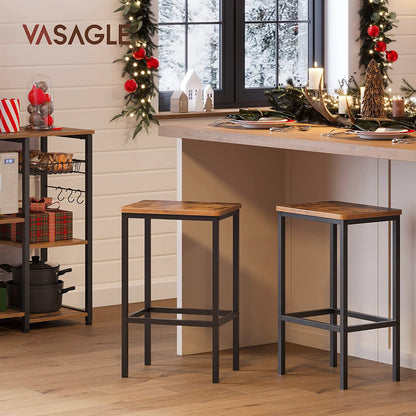 VASAGLE Bar Stools, Set of 2 Bar Chairs, Kitchen Breakfast Bar Stools with Footrest, Industrial in Living Room, Party Room, Rustic Brown and Black	82.49