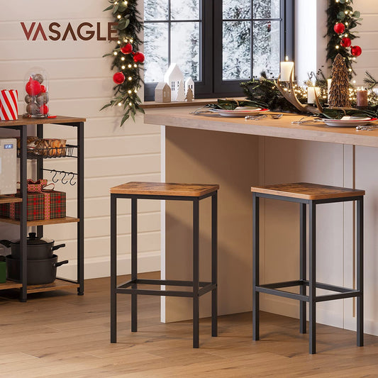 VASAGLE Bar Stools, Set of 2 Bar Chairs, Kitchen Breakfast Bar Stools with Footrest, Industrial in Living Room, Party Room, Rustic Brown and Black	82.49
