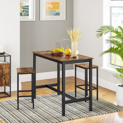 VASAGLE Bar Stools, Set of 2 Bar Chairs, Kitchen Breakfast Bar Stools with Footrest, Industrial in Living Room, Party Room, Rustic Brown and Black	82.49