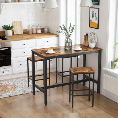 VASAGLE Bar Stools, Set of 2 Bar Chairs, Kitchen Breakfast Bar Stools with Footrest, Industrial in Living Room, Party Room, Rustic Brown and Black	82.49