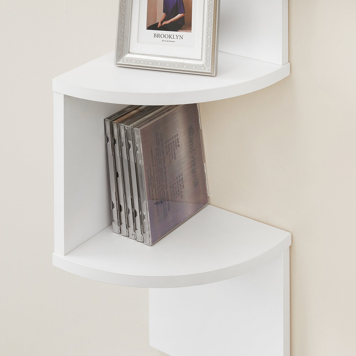 VASAGLE Corner Shelf, 5-Tier Floating Wall Shelf Plant Shelf White