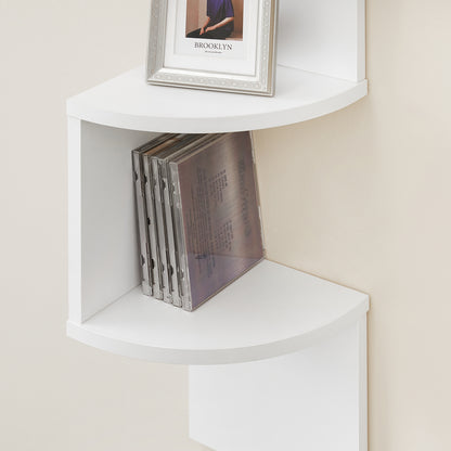 VASAGLE Corner Shelf, 5-Tier Floating Wall Shelf Plant Shelf White