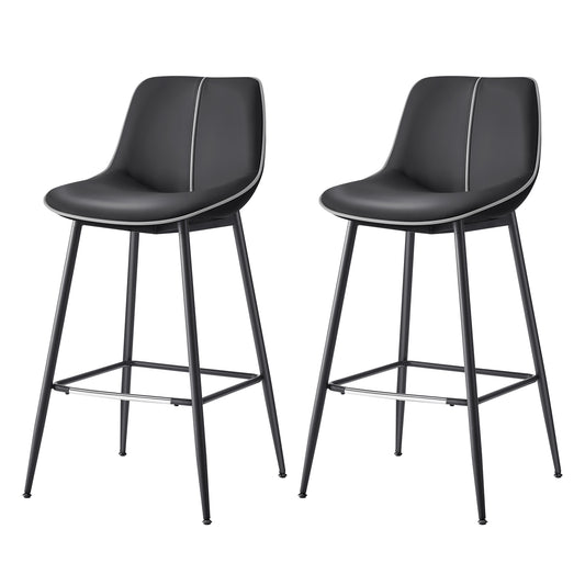 VASAGLE 2 Pack Bar Stools, Bar Height Bar Stools with Back, Ergonomic Backrest, Synthetic Leather, Metal Legs, 28.7-Inch Tall Stools for Kitchen Island Home Bar, Ink Black