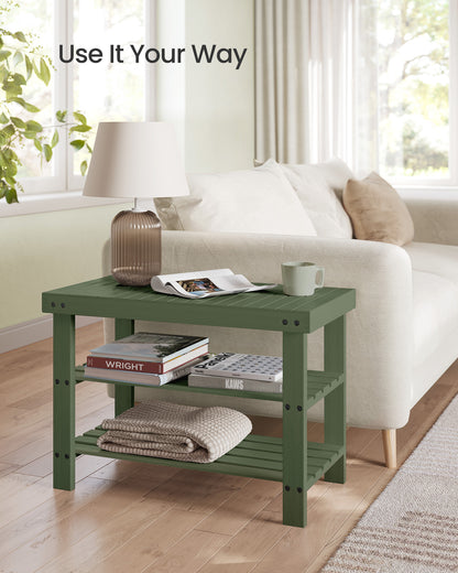 Forest Green 3 - Tier Bamboo Shoe Rack Bench - Entryway Bench with Storage. Holds Up to 286 lb, 11.3 x 27.6 x 17.8 Inches