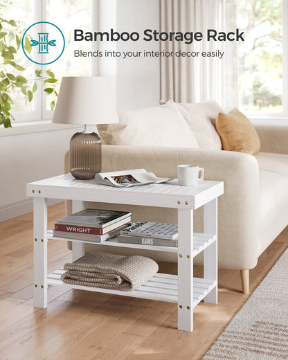 Shoe Rack Bench, 3-Tier Bamboo Shoe Storage Organizer, Entryway Bench, Holds Up to 286 lb, 11.3 x 27.6 x 17.8 Inches, for Entryway Bathroom Bedroom