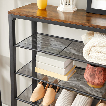 VASAGLE 6-Tier Shoe Rack, Shoe Organizer for Closet, 24-30 Pairs of Shoes, 11.8 x 39.4 x 43.3 Inches, Rustic Brown and Black