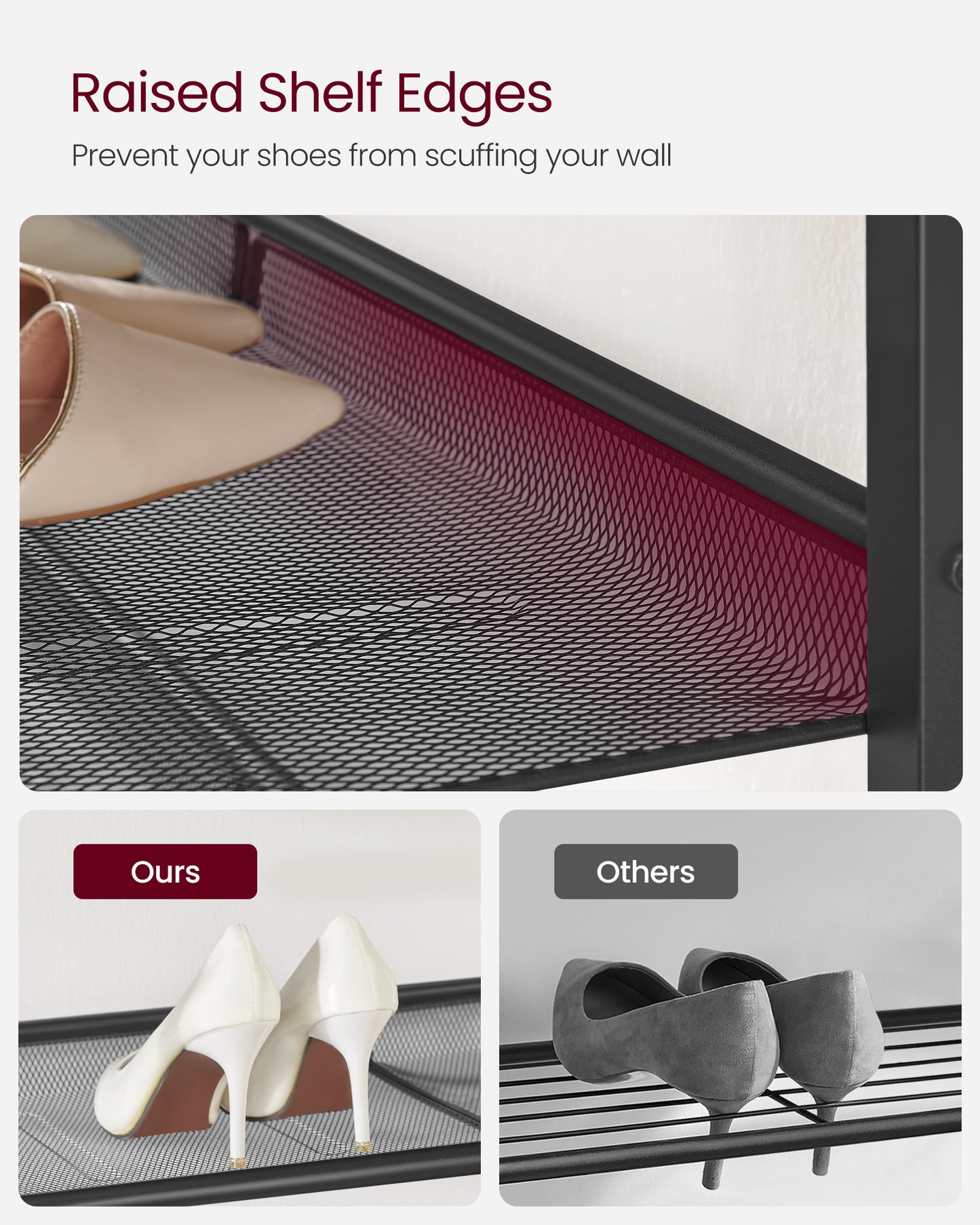 Shoe Rack, 5-Tier Shoe Storage Organizer, for Entryway, decorative shoe rack