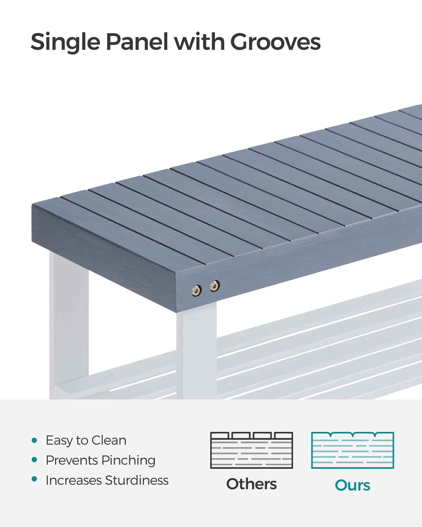 Shoe Rack Bench, 3-Tier Bamboo Shoe Storage Organizer, Entryway Bench Haze Blue