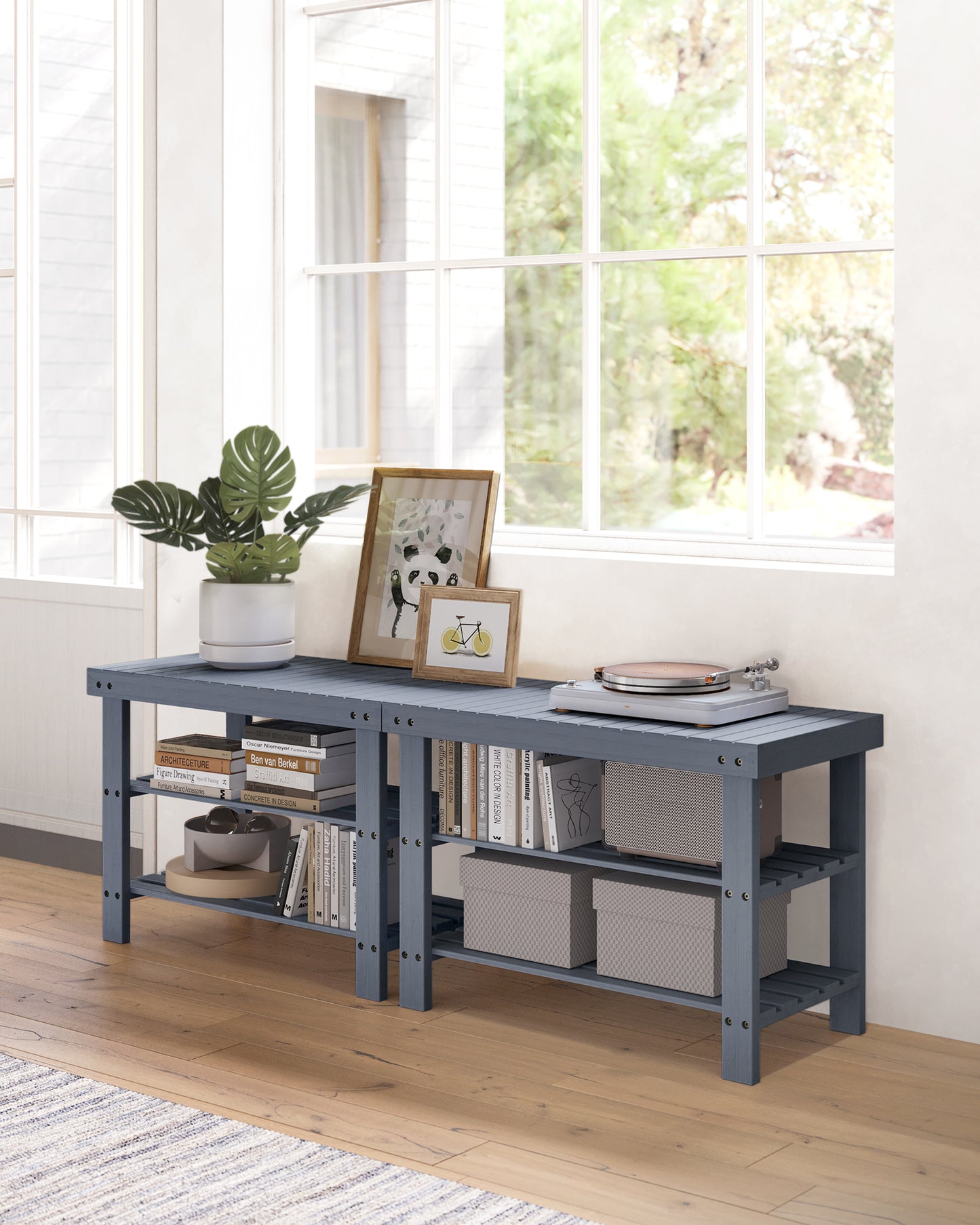 Shoe Rack Bench, 3-Tier Bamboo Shoe Storage Organizer, Entryway Bench, Holds Up to 286 lb, 11.3 x 27.6 x 17.8 Inches, for Entryway Bathroom Bedroom