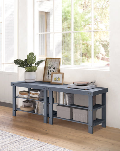 Shoe Rack Bench, 3-Tier Bamboo Shoe Storage Organizer, Entryway Bench, Holds Up to 286 lb, 11.3 x 27.6 x 17.8 Inches, for Entryway Bathroom Bedroom