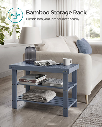 Shoe Rack Bench, 3-Tier Bamboo Shoe Storage Organizer, Entryway Bench, Holds Up to 286 lb, 11.3 x 27.6 x 17.8 Inches, for Entryway Bathroom Bedroom