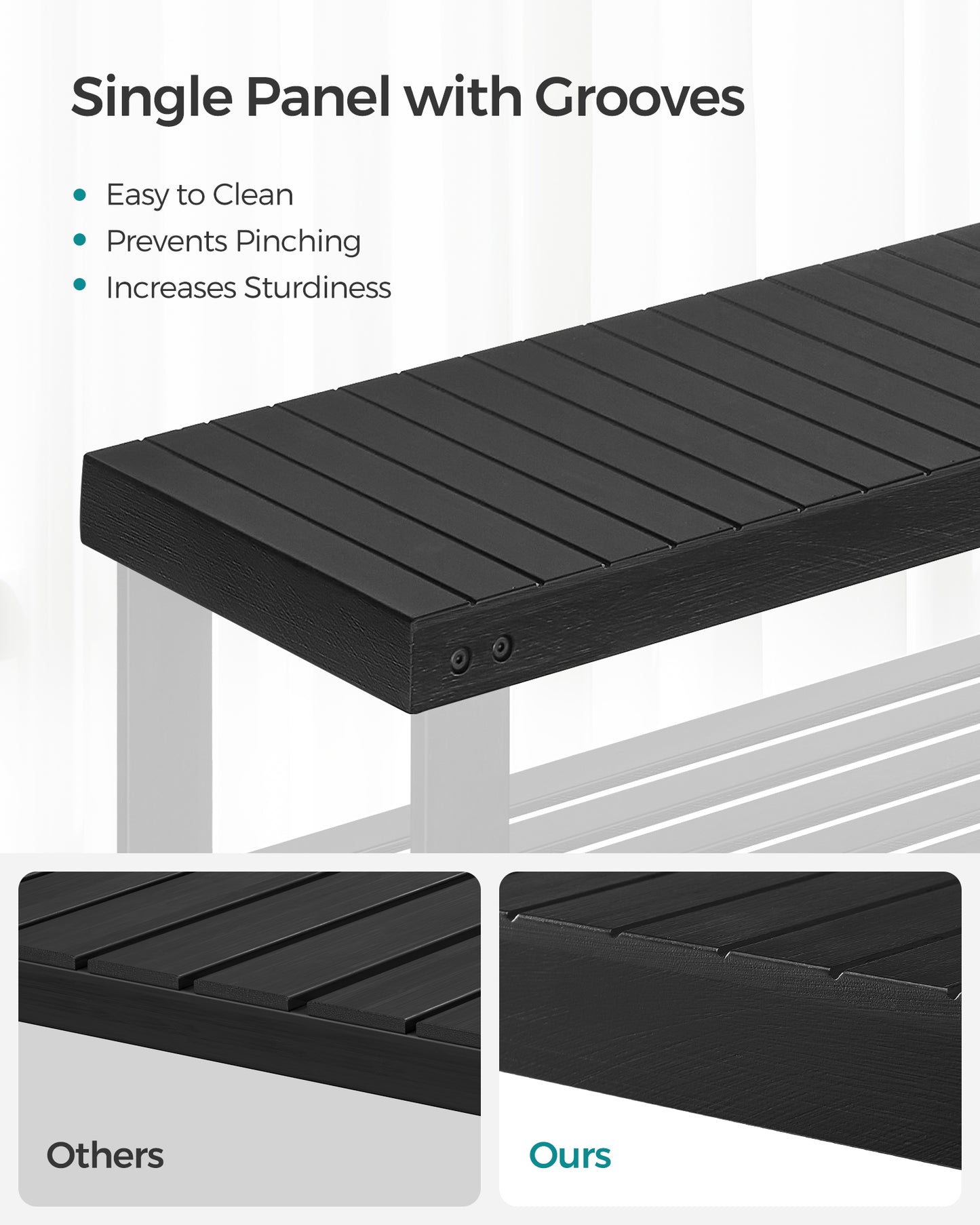 Shoe Rack Bench, 3-Tier Bamboo Shoe Storage Organizer, Entryway Bench Black