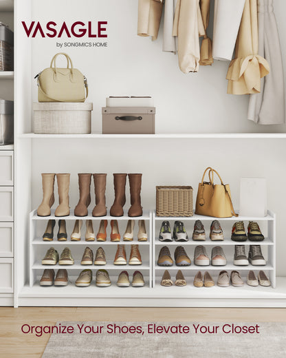 VASAGLE Shoe Rack for Closet, Stackable Shoe Organizer Shelf for Entryway, 3 Tiers, 11.7 x 32.3 x 21.3 Inches, White