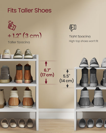 VASAGLE Shoe Rack for Closet, Stackable Shoe Organizer Shelf for Entryway, 3 Tiers, 11.7 x 32.3 x 21.3 Inches, White