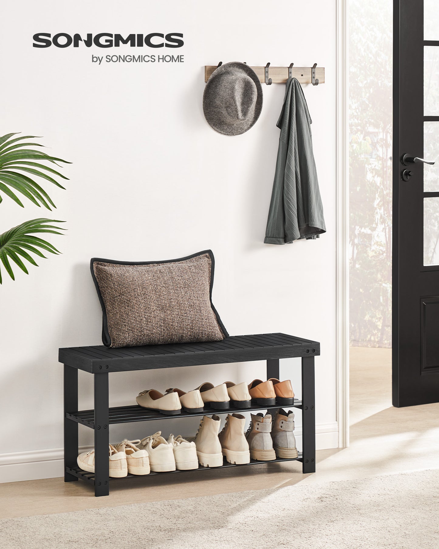 Shoe Rack Bench, 3-Tier Bamboo Shoe Storage Organizer, Entryway Bench, Holds Up to 286 lb, 11.3 x 35.4 x 17.8 Inches, for Entryway Bathroom Bedroom