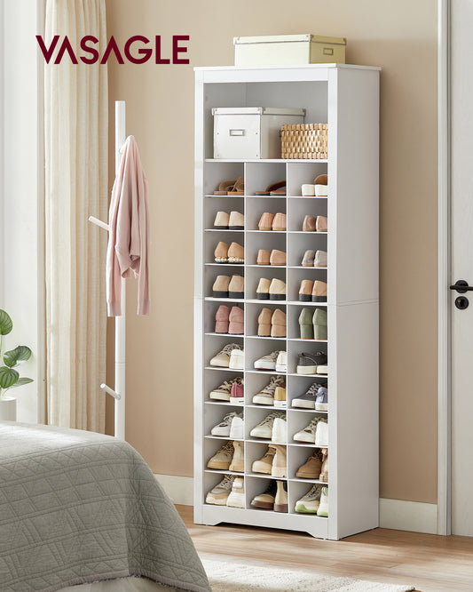 10-Tier Shoe Storage Cabinet, Holds 30 Pairs, White Shoe Rack for Entryway & Bedroom