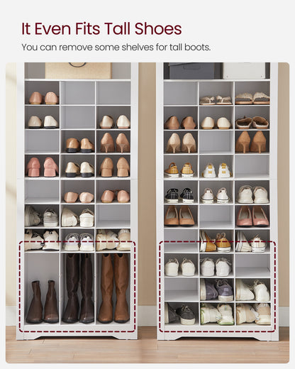 10-Tier Shoe Storage Cabinet, Holds 30 Pairs, White Shoe Rack for Entryway & Bedroom
