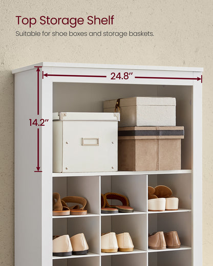 10-Tier Shoe Storage Cabinet, Holds 30 Pairs, White Shoe Rack for Entryway & Bedroom