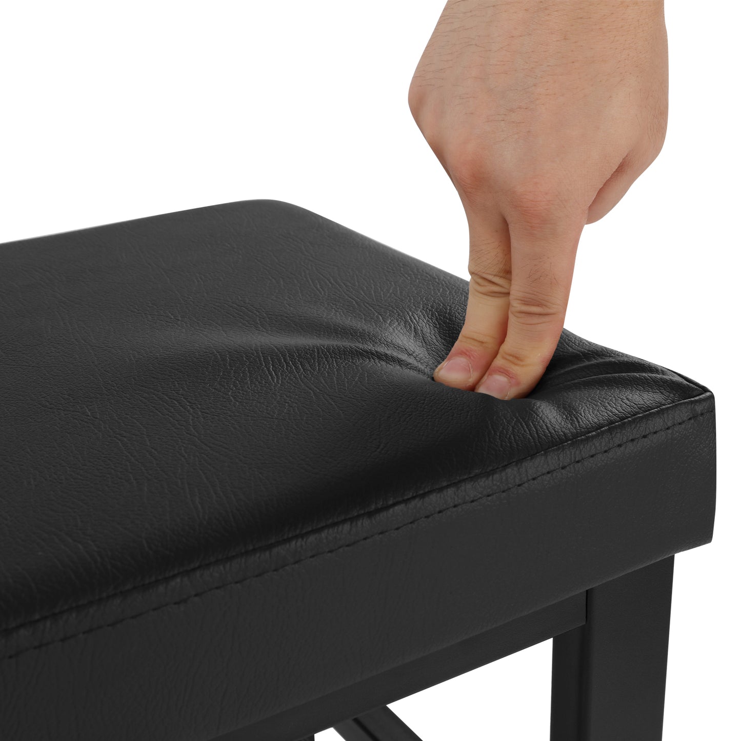 SONGMICS Shoe Bench, 3-Tier Shoe Rack, Storage Organizer with Foam Padded Seat, Faux Leather, 12.2 x 31.9 x 19.3 Inches, Black