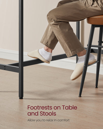 VASAGLE, Narrow Long Bar, Kitchen Dining, High Pub Table, Sturdy Metal Frame, Industrial Design Ebony Ink Black