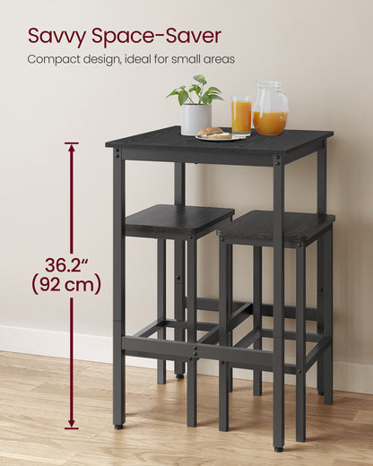 VASAGLE Bar Table, Small Kitchen Dining Table, High Top Pub Table, Height Cocktail Table, Sturdy Metal Frame, Ebony Black and Black