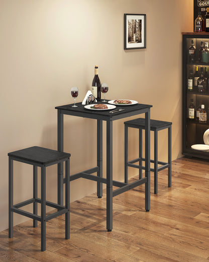 VASAGLE Bar Table, Small Kitchen Dining Table, High Top Pub Table, Height Cocktail Table, Sturdy Metal Frame, Ebony Black and Black