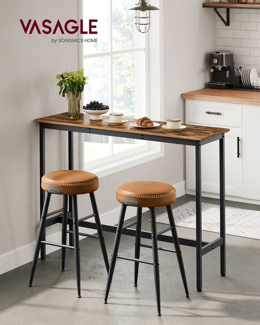 VASAGLE, Narrow Long Bar, Kitchen Dining, High Pub Table, Sturdy Metal Frame, Industrial Design, 15.7 x 47.2 x 35.4 Inches Rustic Brown