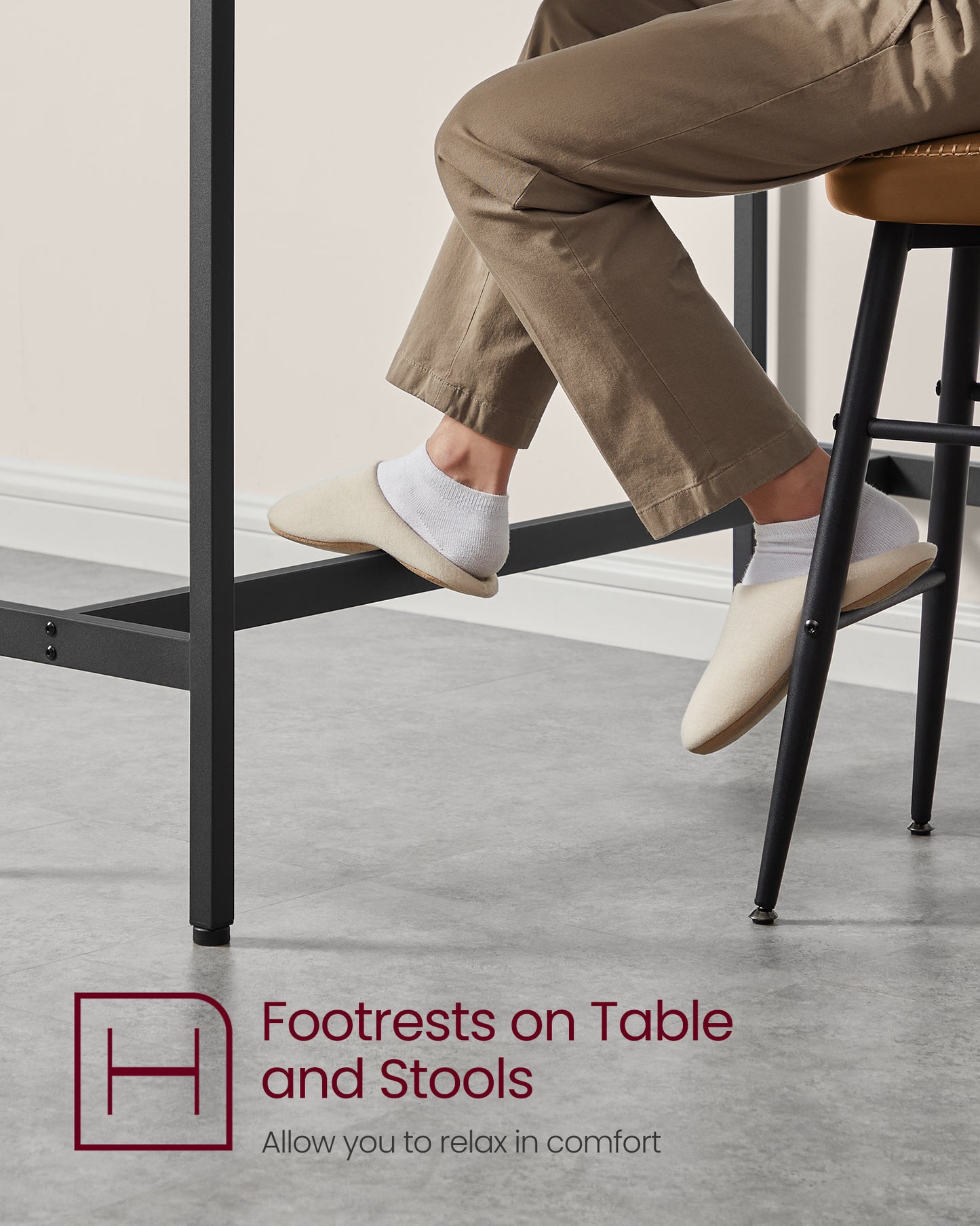 VASAGLE, Narrow Long Bar, Kitchen Dining, High Pub Table, Sturdy Metal Frame, Industrial Design, 15.7 x 47.2 x 35.4 Inches Rustic Brown