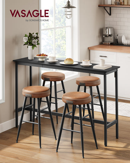 VASAGLE Narrow Long Bar, Kitchen Dining, High Pub Table, Sturdy Metal Frame, Industrial Design, 15.7 x 55.1 x 35.4 Inches Ebony Ink Black
