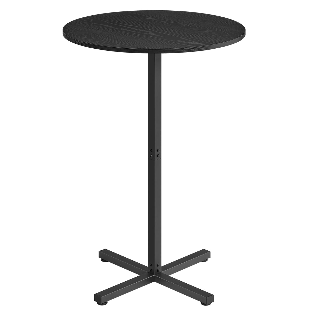 Round Bar Table, Modern Kitchen Table Dining Table, High-Top And Adjustable Feet, 23.6 Inch Dia Bar Table with Cross Base, 41.1" Height, Ebony Black