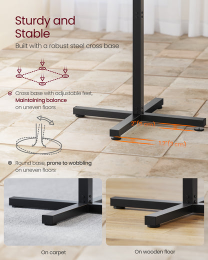 Round Bar Table, Modern Kitchen Table Dining Table, High-Top And Adjustable Feet, 23.6 Inch Dia Bar Table with Cross Base, 41.1" Height, Ebony Black