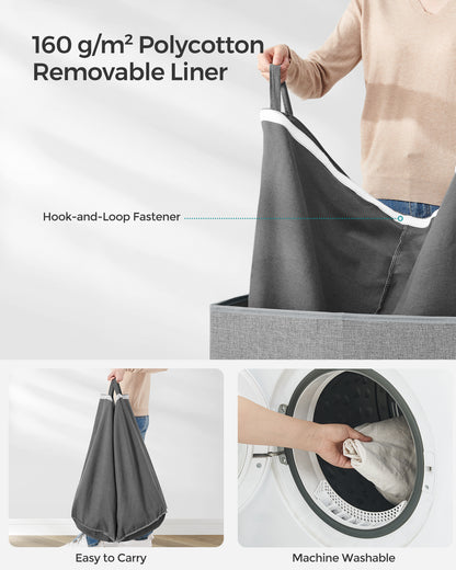 Sturdy Double Laundry Hamper Organizer with Lid Removable Fabric Bag 142L Large Clothes Hamper Laundry Bin for Closet Laundry Room Bathroom Gray
