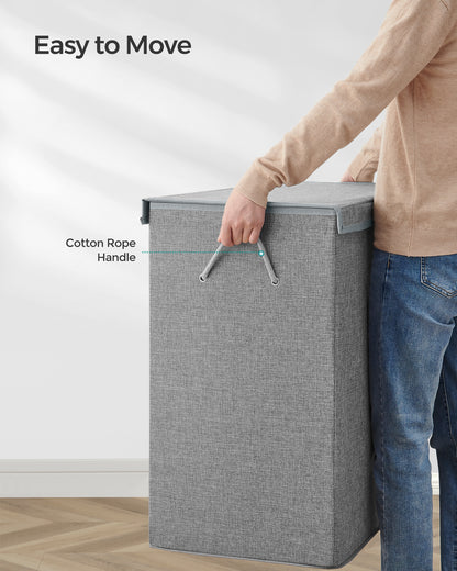 SONGMICS 142L Double Laundry Hamper with Lid Clothes Hamper with Removable Fabric Bag with Handles Gray	55.49