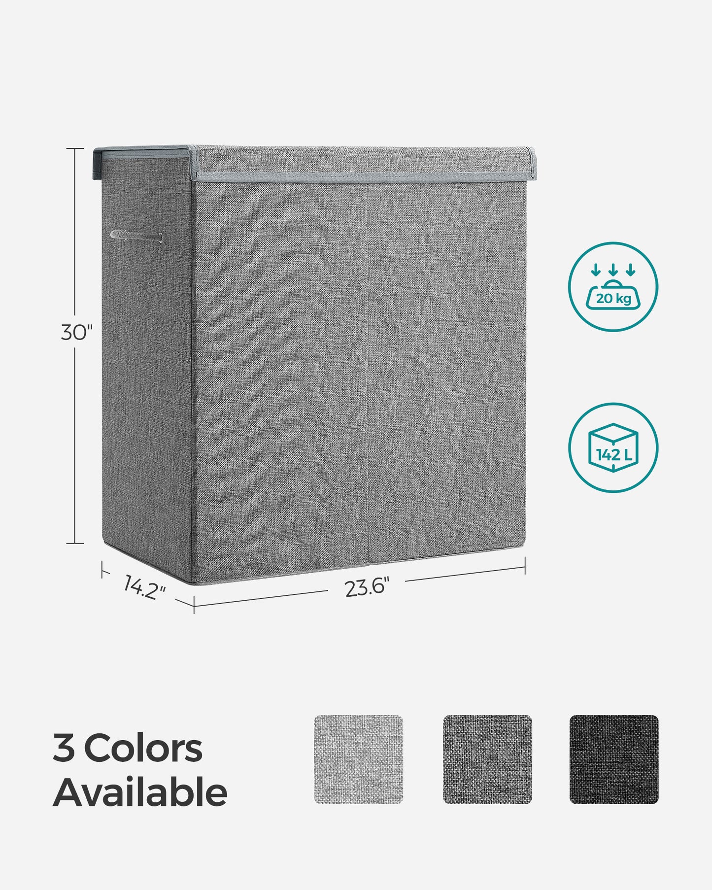 Sturdy Double Laundry Hamper Organizer with Lid Removable Fabric Bag 142L Large Clothes Hamper Laundry Bin for Closet Laundry Room Bathroom Gray