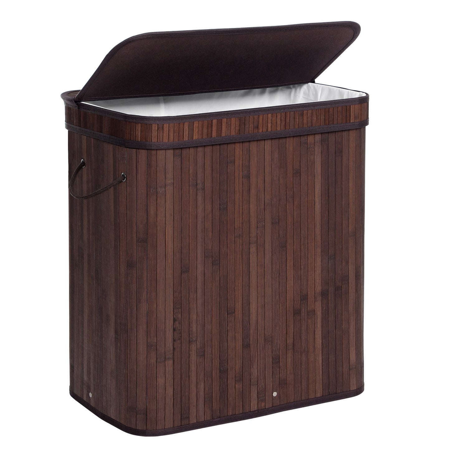 Laundry Hamper with Lid, Bamboo Launry Basket with Handles, Foldable Storage Basket for Laundry Room, Bedroom, 100L, Brown