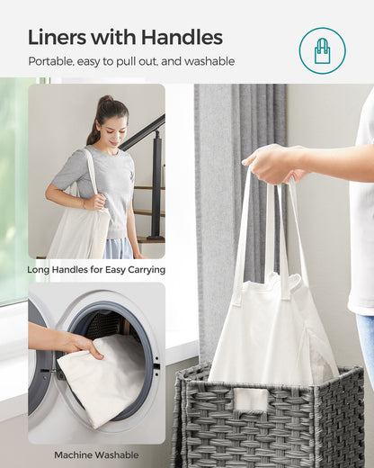 65L Laundry Hamper with Lid Folding Laundry Basket Clothes Hamper with Removable Liner for Laundry Room Gray