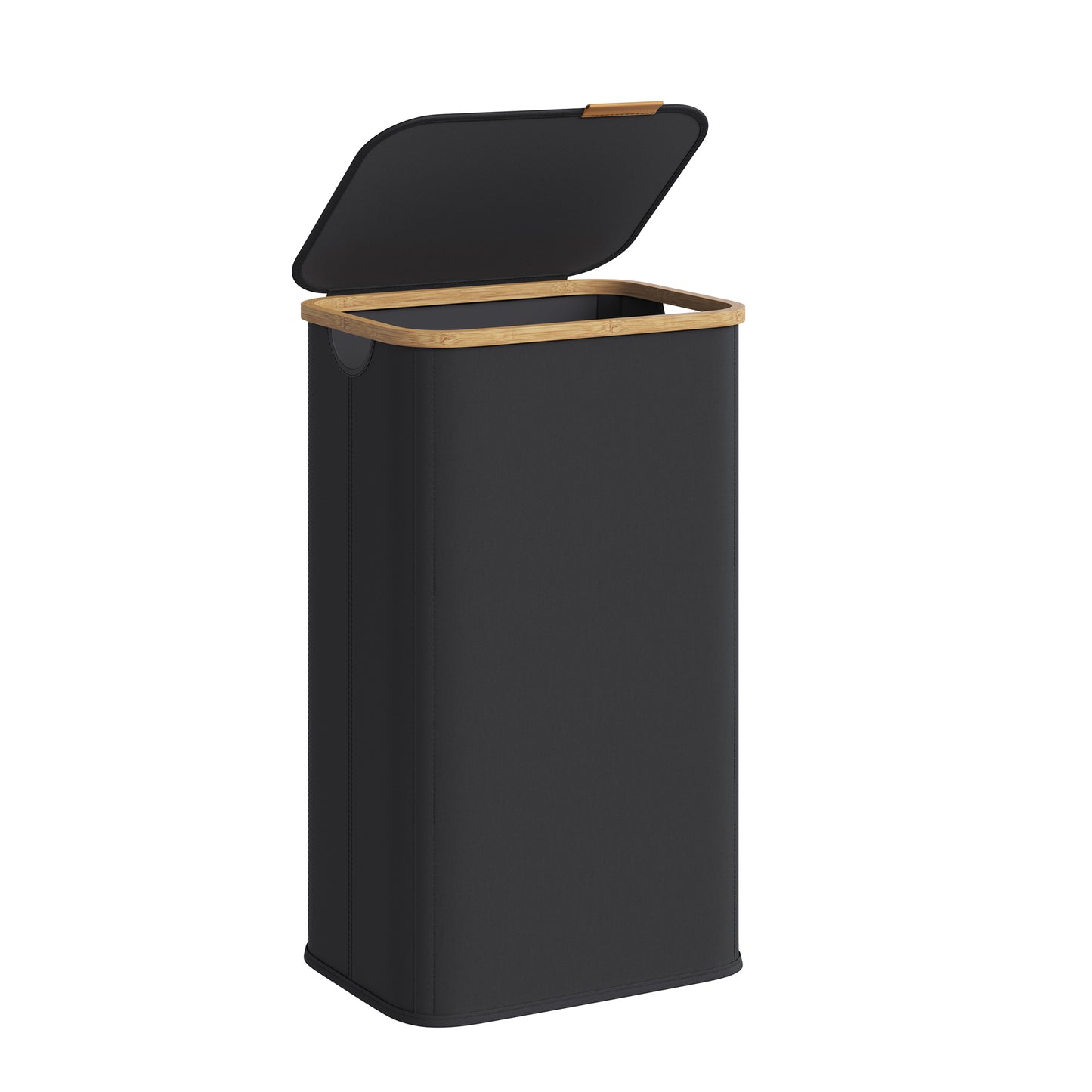 SONGMICS Laundry Hamper, Laundry Basket with Lid, Foldable Storage Basket, Bamboo Frame, Oxford Fabric, 26.4 Gal. (100 L), Ink Black