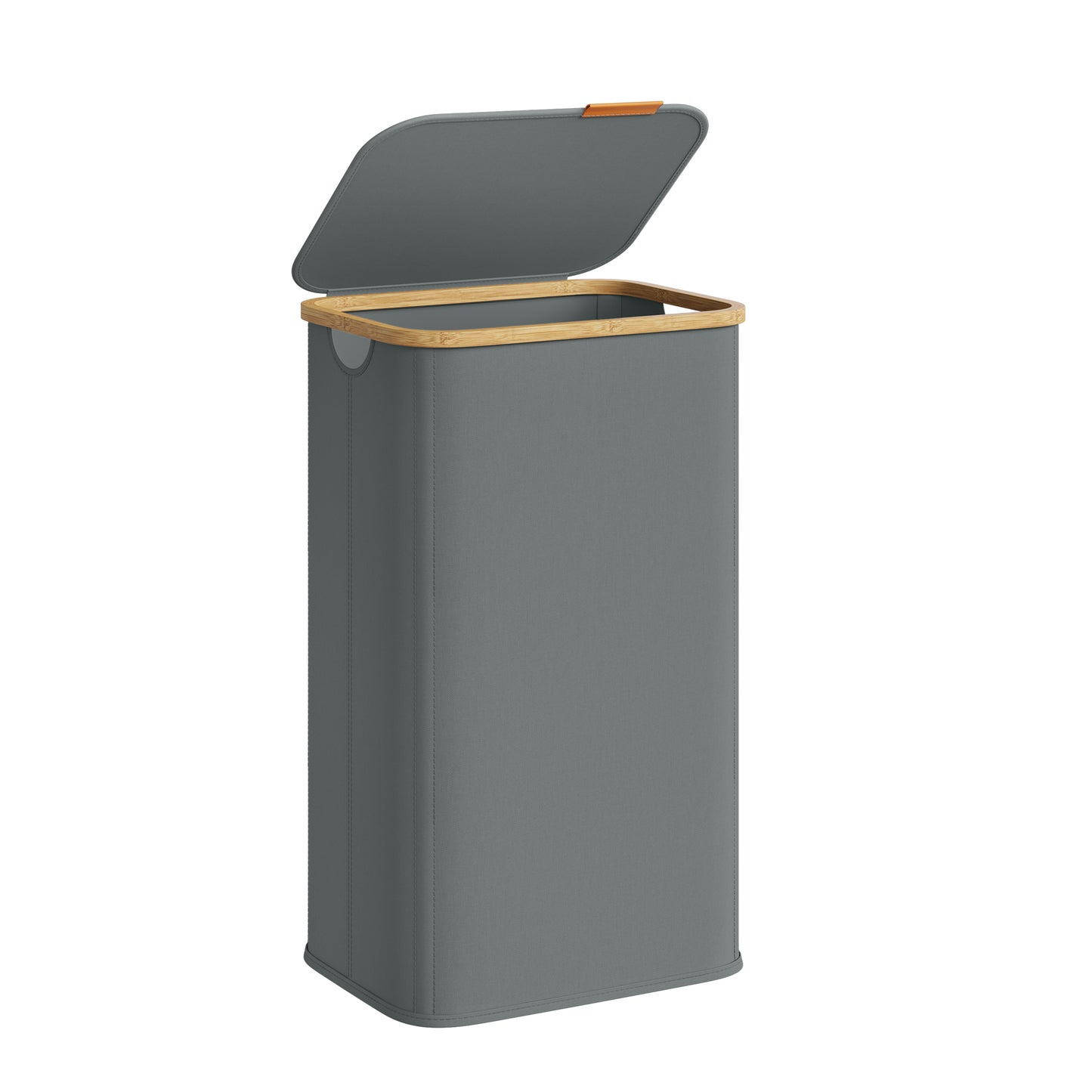 SONGMICS Laundry Hamper, Laundry Basket with Lid, Foldable Storage Basket, Bamboo Frame, Oxford Fabric, 26.4 Gal. (100 L), Slate Gray