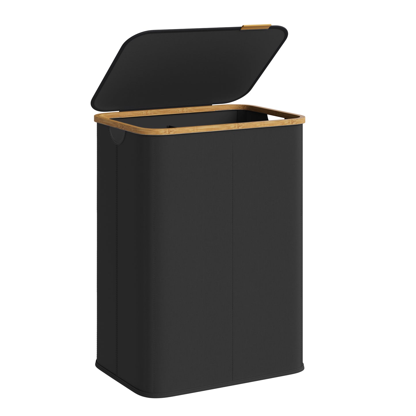 SONGMICS Laundry Hamper, Laundry Basket with Lid, Foldable Storage Basket, Bamboo Frame, for Bedroom, Living Room, Oxford Fabric, 37 Gal. (140 L), Ink Black