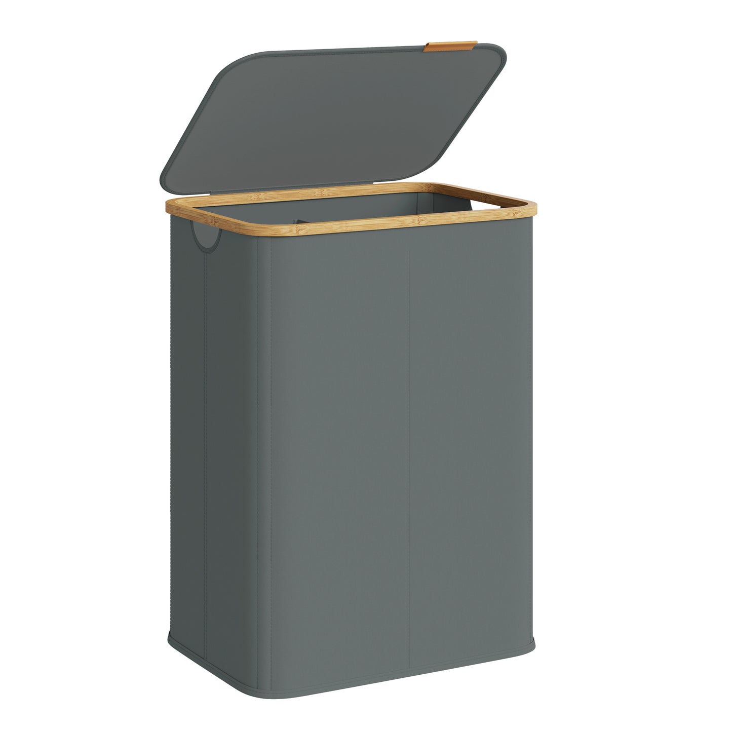 SONGMICS Laundry Hamper, Laundry Basket with Lid, Foldable Storage Basket, Bamboo Frame, for Bedroom, Living Room, Oxford Fabric, 37 Gal. (140 L), Slate Gray