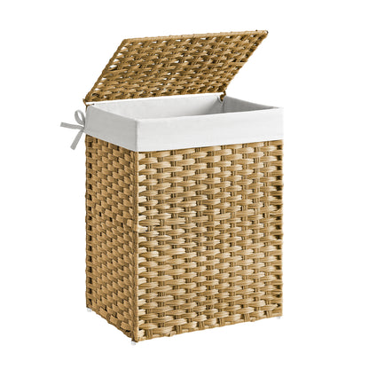 23.8 Gal (90L) Laundry Hamper Laundry Basket with Lid and Handles Wicker hamper Natural