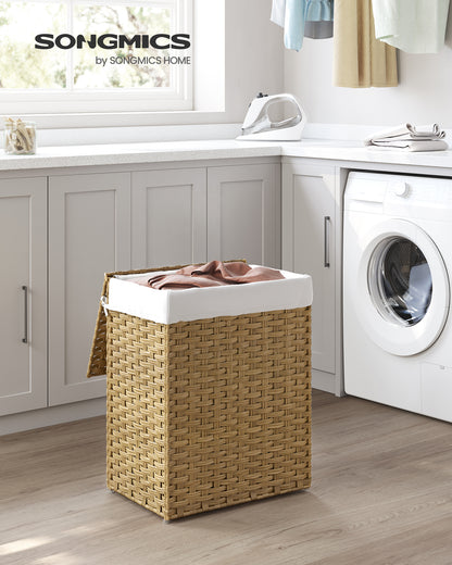 23.8 Gal (90L) Laundry Hamper Laundry Basket with Lid and Handles Wicker hamper Natural