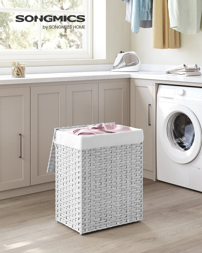 Laundry Hamper Sorter 23.8 Gal Synthetic Rattan Clothes Laundry Basket Storage with Lid and Handles Removable Liner Laundry Sorter