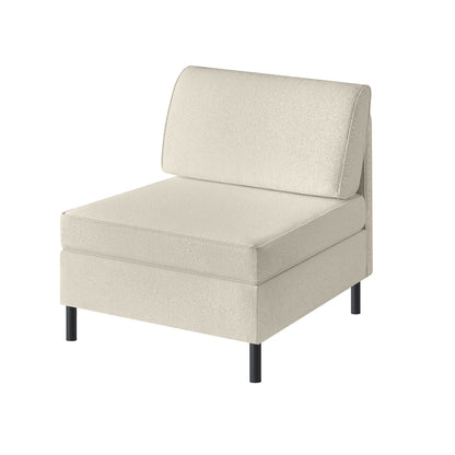 HOME COMBIE Collection - Middle Module for Modular Sectional Sofa, Single Sofa, 1-Seater, Accent Armless Chair, Deep Seat, Tall Legs, Modern Style, Cream White