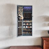 LEDREM LED Jewelry Cabinet Organizer - 47" Wall/Door Mount Armoire with Full-Length Mirror, 200+ Storage Slots & 2 Drawers, Rustic Blue