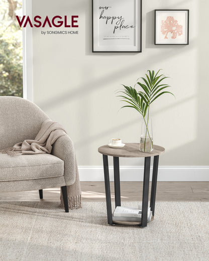 Round End Table Living Room Accent Tables Living Room Wood Side Table Farmhouse Rustic End Tables Heather Greige and Black