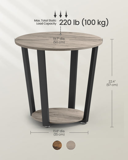 Round End Table Living Room Accent Tables Living Room Wood Side Table Farmhouse Rustic End Tables Heather Greige and Black