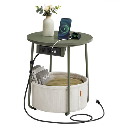 Side Table with Charging Station